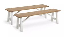 Habitat Burford Pair of Solid Wood Dining Benches - White, used for sale  Shipping to South Africa