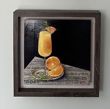 Pintura al óleo original bodegones mimosa cóctel comida periódico aluminio realismo segunda mano  Embacar hacia Mexico