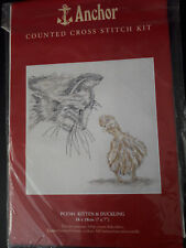 Used, Counted Cross stitch kit Anchor 14 count preowned: Kitten and duckling design for sale  POTTERS BAR