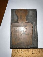 Print Block “ Antique Hand Stamp “ Copper Face, Nice Details!, used for sale  Shipping to South Africa