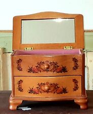 1 gaveta caixa de joias de madeira com flores pintadas à mão, linhas de espelho a tampa rosa comprar usado  Enviando para Brazil