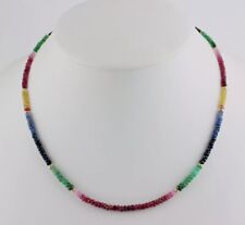 Colar de contas facetadas rubi multi safira natural pedra preciosa 20" joias comprar usado  Enviando para Brazil