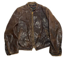 Vintage Cafe Racer Biker Jacket Motorcycle Brown Talon Zipper 60s Size 42 I9 for sale  Shipping to South Africa