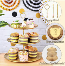Used, Dessert or Cupcake Stand 6 Pieces Goldtone Platters and Hardware for sale  Shipping to South Africa