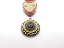 Victorian Gilt Metal, Enamel & Banded Agate Mourning Pendant c1860 Antique for sale  Shipping to South Africa
