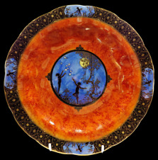 CARLTON WARE 1930s Art Deco Lustre MOONLIGHT CAMEO PLATE for sale  Shipping to South Africa