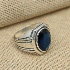 925 Sterling Silver Ring Blue Sapphire Gemstone Fidget Men's Ring All Size R295 for sale  Shipping to South Africa
