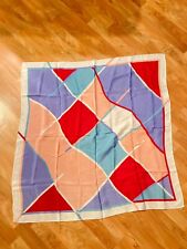 Ginnie Johansen Silk Scarf 34" Square Pastel Geometric Hand Rolled Edge SE27 for sale  Shipping to South Africa