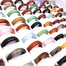 Lote de 100 peças de anéis femininos da moda pulseira de ágata colorida atacado cores mistas comprar usado  Enviando para Brazil