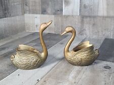 Vintage Mid Century Modern Brass Swan Planters Vases Pair Set Of 2 for sale  Shipping to South Africa