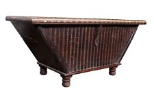 Antique Storage Trunk Chest Dark Wood Box Carved Furniture Laving Room Home Deco, used for sale  Shipping to South Africa