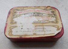 Antique drugs tin box France PASTILLES MENTHOL vintage old  french for sale  Shipping to South Africa