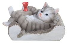 6" Grey Tabby Cat Resting On Bed Figurine for sale  Shipping to South Africa