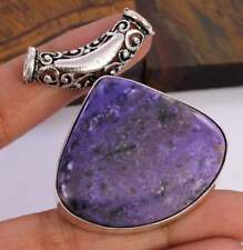 Charoite 925 Silver Plated Handmade Pendant of 1.9" for sale  Shipping to South Africa