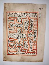 Papel de dibujo vintage de pintura Keith Haring firmado estampado segunda mano  Embacar hacia Argentina