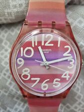 SWATCH WATCH ' ASTILBE ' PINK STRIPE GP 140 for sale  Shipping to South Africa