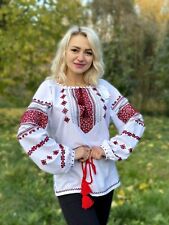  Ukrainian HANDMADE Embroidered Blouse Vyshyvanka Hand embroidery, brugt til salg  Sendes til Denmark