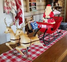 Vtg Rare Hard Plastic Union Products Blowmold Sleigh Santa Reindeer Xmas Set Lot for sale  Deer Lodge