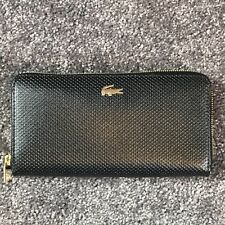 Billetera de cuero Lacoste para mujer negra con ranuras para tarjetas de crédito interior azul marino segunda mano  Embacar hacia Mexico