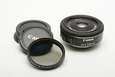 Lente panqueca Canon 24mm f2.8 STM, tampas + filtro polarizador comprar usado  Enviando para Brazil