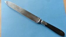 Ancien couteau de cuisine 32,6 cm manche ébène lame carbone TD mitre argent?  d'occasion  Nogaro