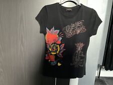 Used, Ed Hardy By Christian Audigier Black  T-shirt With Flower Print for sale  Shipping to South Africa