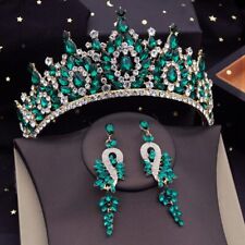 Coroa de casamento de cristal verde com brincos joias de cabelo tiaras noturnas comprar usado  Enviando para Brazil