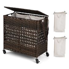 2-Section Large Laundry Basket 120L Laundry Hamper Bin Clothes Organiser Home for sale  Shipping to South Africa