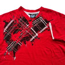 Camiseta Henley Point Zero masculina tamanho grande vermelha algodão preta botão gráfico guitarra comprar usado  Enviando para Brazil