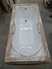 White Acrylic 1500x700mm bath with Anti Slip at front by waste chrome handles for sale  Shipping to South Africa