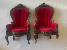 Cadeiras de madeira de veludo vermelho para casa de bonecas Sonia Messer escala 1:12 estilo vitoriano, usado comprar usado  Enviando para Brazil