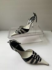 Sandálias de salto Baldan Venezia couro real luxo branco/preto tamanho EUA 8,5 EU40 comprar usado  Enviando para Brazil