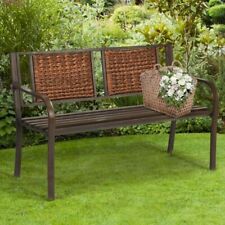 Metal Garden Bench with Rattan Styling Backrest for sale  Shipping to South Africa