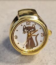 Reloj anillo gato tono dorado funcionando con correa elástica segunda mano  Embacar hacia Argentina