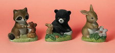 HOMCO #1418 Lot 3 Forest Friends Porcelain Figurines Raccoon Bear Rabbit READ for sale  Shipping to South Africa