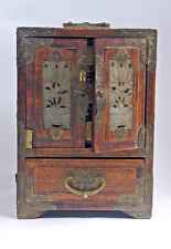Antique/Vintage Oriental Wooden Wardrobe/Cabinet Jewellery Box 8.5x6" A118 G189 for sale  Shipping to South Africa