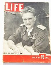 Revista Life 24 de junho de 1940 Chefe do Exército da Itália Bom Vintage Segunda Guerra Mundial comprar usado  Enviando para Brazil