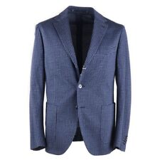 New $1225 CANTARELLI Blue and Navy Check Textured Cotton Sport Coat 40 R for sale  Shipping to South Africa