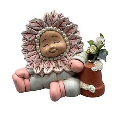 Estatueta de flor de bebê pintada à mão plantador rosa cinza brilho quarto infantil assinado LEIA comprar usado  Enviando para Brazil