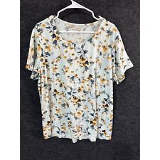 Camiseta elíptica J Jill azul puro floral gola redonda GG comprar usado  Enviando para Brazil