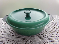 Cocotte ovale verte en fonte vintage-casserole émaillée-France-modèle 28 d'occasion  Yssingeaux