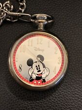 Vintage Disney Mickey Mouse Relógio de Bolso Aço Inoxidável Prata Com Corrente Ótimo Estado  comprar usado  Enviando para Brazil