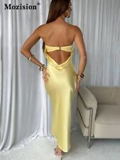 Vestido maxi de cetim sem costas feminino moda sem alças vestido longo comprar usado  Enviando para Brazil