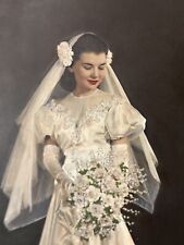 Retrato de novia vintage a bordo década de 1950 sin marco segunda mano  Embacar hacia Argentina