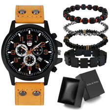Conjunto de pulseira de relógio masculino de couro quartzo relógios de pulso conjunto de presente Relogio Masculino comprar usado  Enviando para Brazil