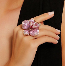 Lab Grown Amethyst Flower Ring 925 Fine Silver Handmade Women Cocktail Jewelry for sale  Shipping to South Africa