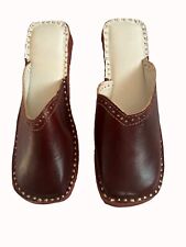 Tamancos masculinos de couro genuíno sapatos marrom mulas sandálias chinelos feitos à mão na Índia comprar usado  Enviando para Brazil