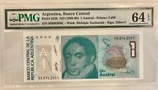 Banco Central de Argentina 1 Austral 1985-90 PMG 64 EPQ UNC. P-323b segunda mano  Embacar hacia Argentina