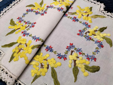 Australian Wildflower Yellow Wattle Unique Hand Embroidered Centrepiece for sale  Shipping to South Africa