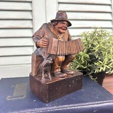 Estatueta esculpida em madeira vintage Anri homem cachorro acordeão concertina artista assinado 6” comprar usado  Enviando para Brazil